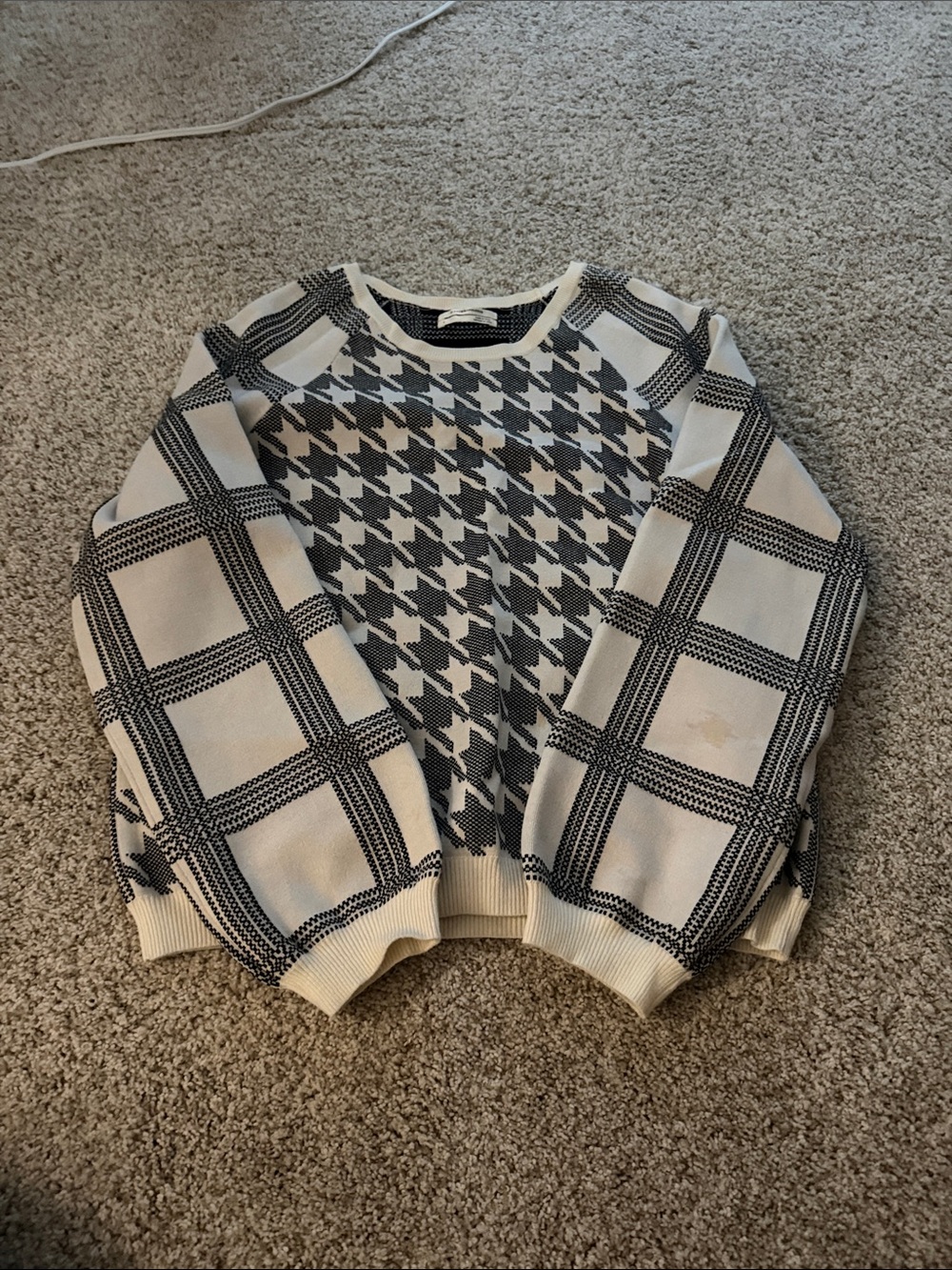 Boys Black & Cream Houndstooth & Windowpane Sweater